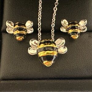 Sterling Bees Necklace & Earrings Set